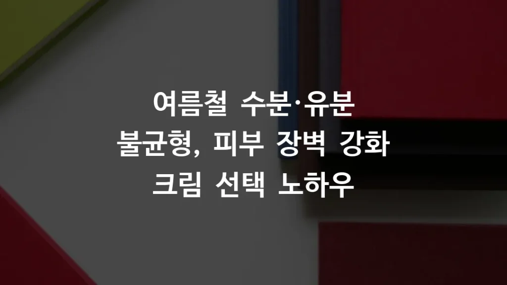 여름철 수분·유분 불균형, 피부 장벽 강화 크림 선택 노하우