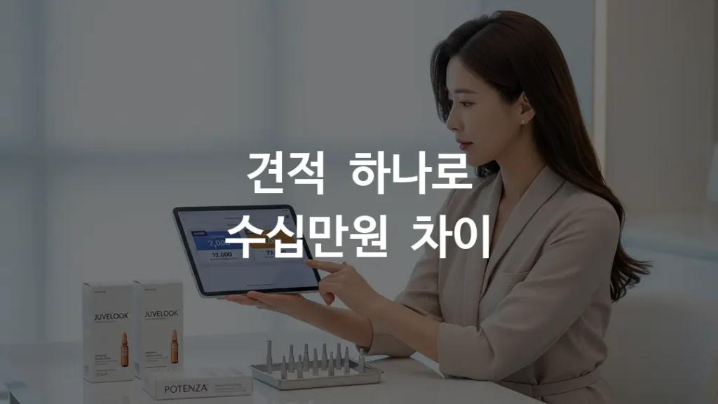 포텐자 쥬베룩 펌핑팁 조합 견적서를 피부과에서 비교하는 모습