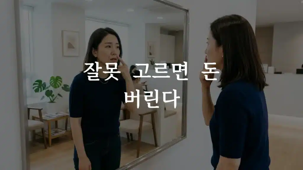 쥬베룩 볼륨 팔자주름 시술 전 팔자주름을 확인하는 한국인 여성