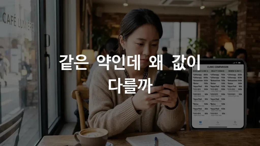 쥬베룩 강남 병원 가격 비교하는 모습