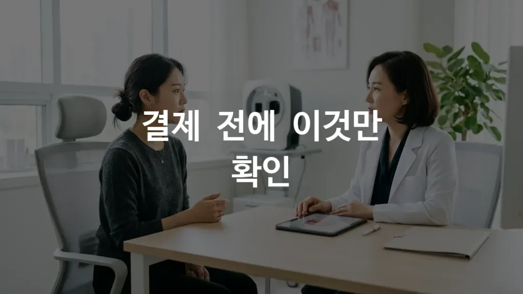 엠페이스 리프팅 병원 상담에서 정품 인증과 의사 숙련도를 확인하는 여성