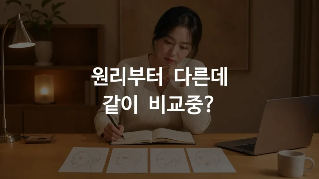 엠페이스 울쎄라 인모드 슈링크 차이 비교하는 여성
