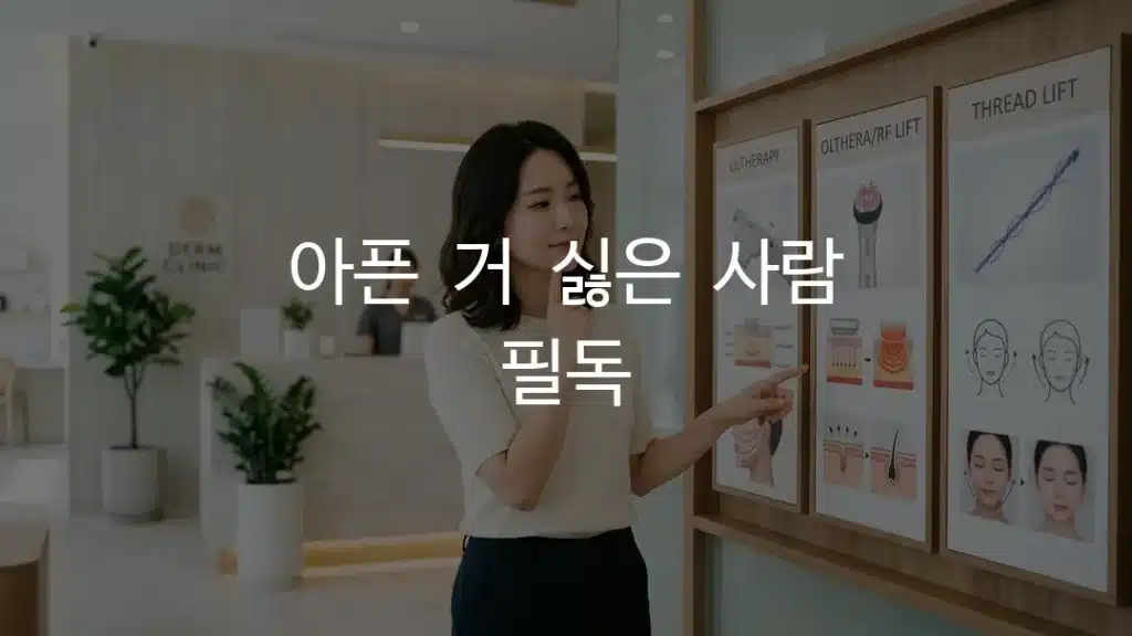 엑시온 울쎄라 써마지 차이를 비교하는 한국인 여성
